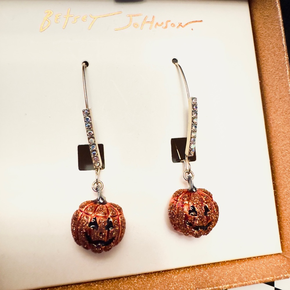 Betsy Johnson Glitter Pumpkin Earrings - Picture 3 of 4